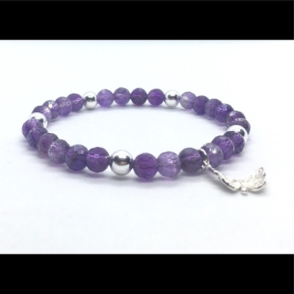Handcrafted Amethyst & Sterling Silver Bracelet - Picture 2 of 2